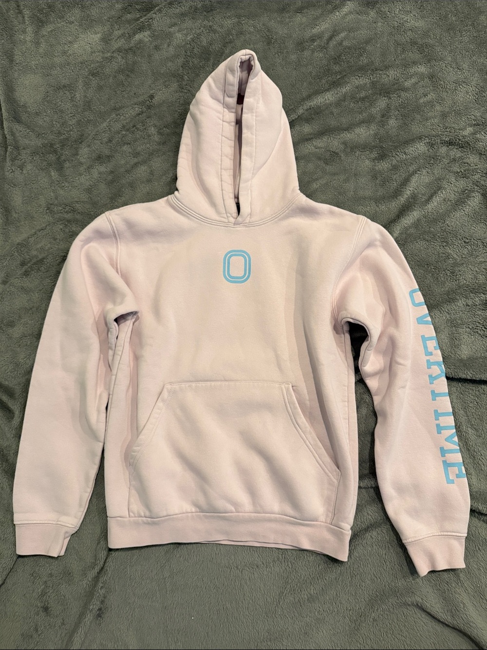 Light Pink Kids' Hooded Sweatshirt with Blue Accent